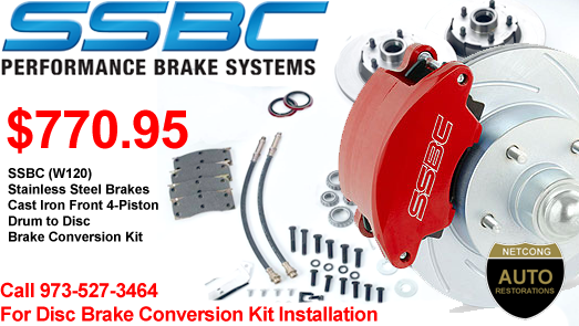 SSBC (W120) Stainless Steel Brakes Cast Iron Front 4-Piston Drum to Disc Brake Conversion Kit